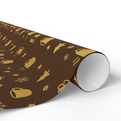 Coffee Lover Gold Mocha Wrapping Paper