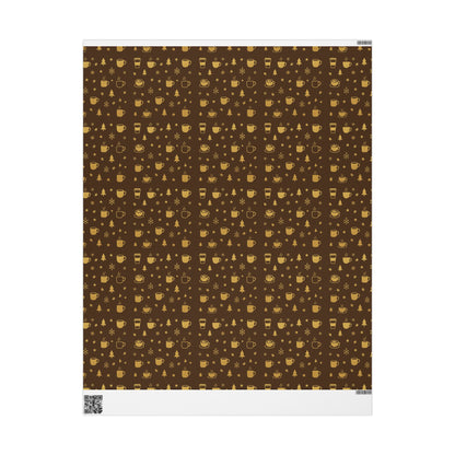 Coffee Lover Gold Mocha Wrapping Paper