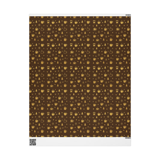 Coffee Lover Gold Mocha Wrapping Paper