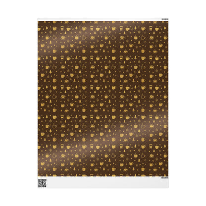 Coffee Lover Gold Mocha Wrapping Paper