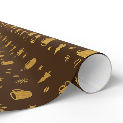 Coffee Lover Gold Mocha Wrapping Paper