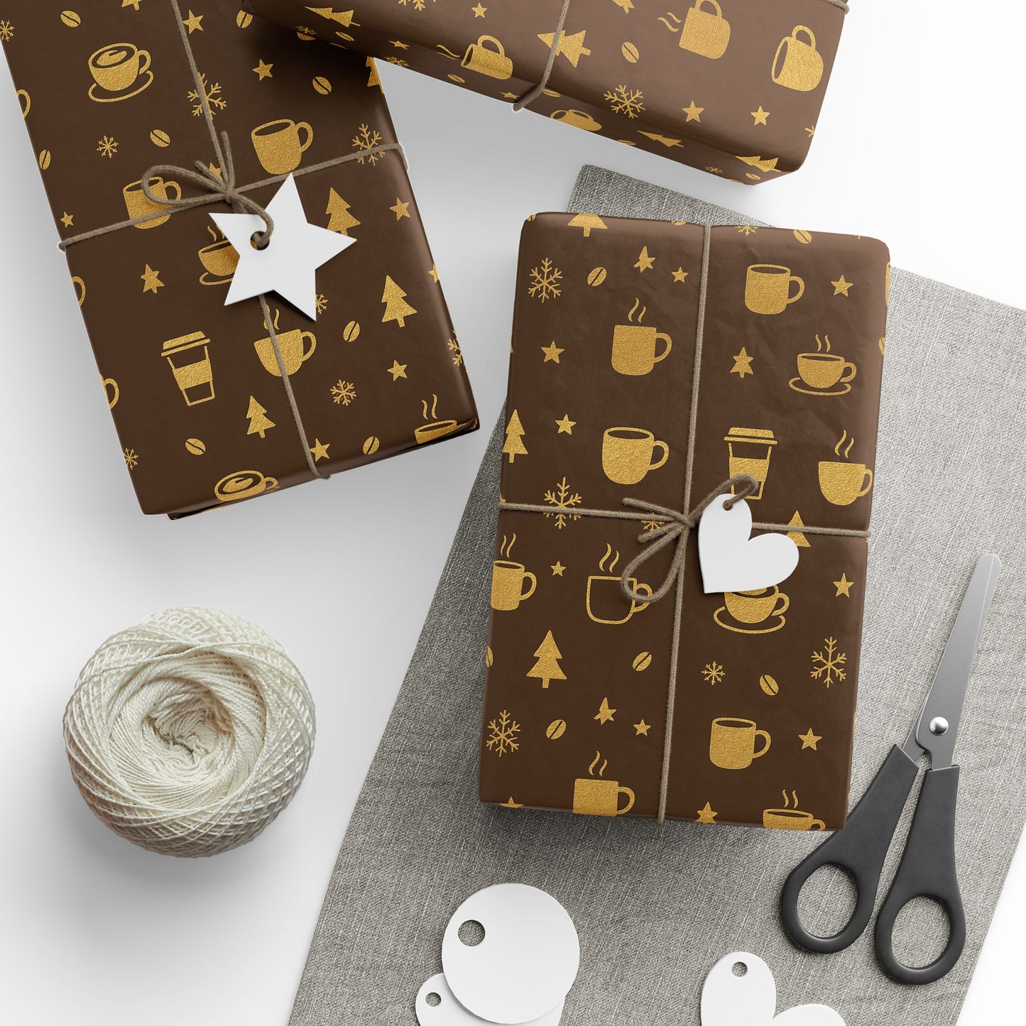 Coffee Lover Gold Mocha Wrapping Paper