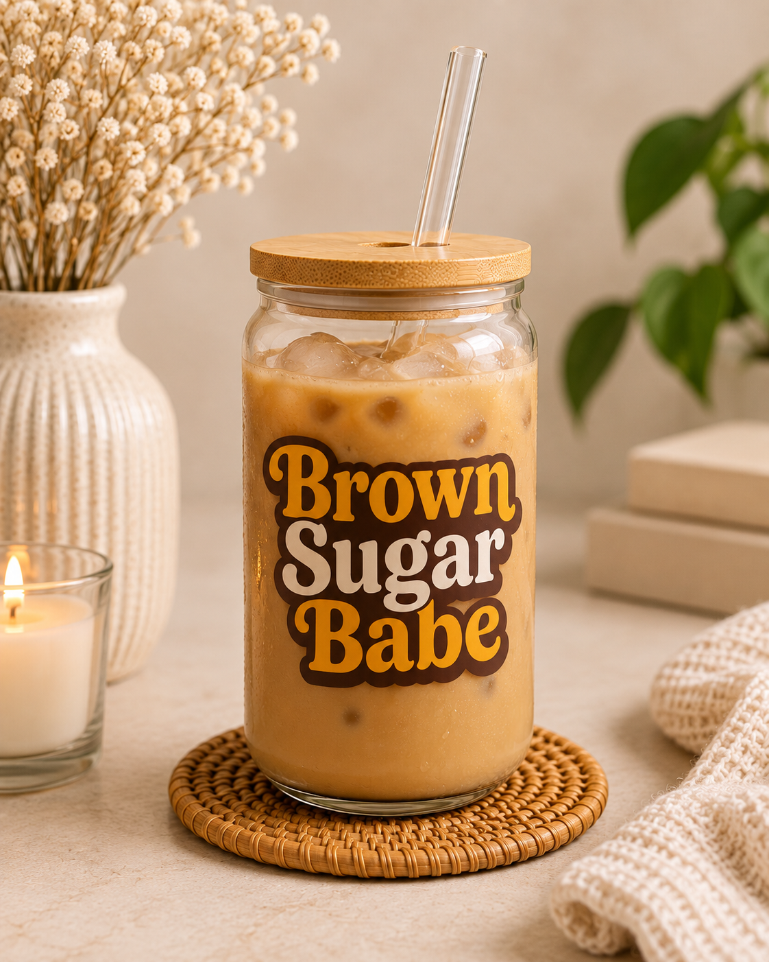 Brown Sugar Babe Bamboo Top Glass