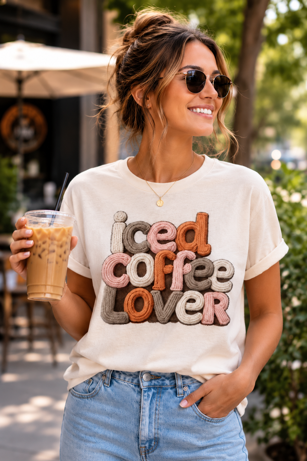 Iced Coffee Lover graphic tee lifestyle photo