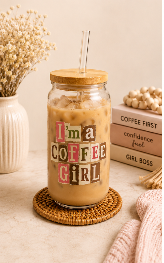I'm a Coffee Girl bamboo top glass lifestyle product image