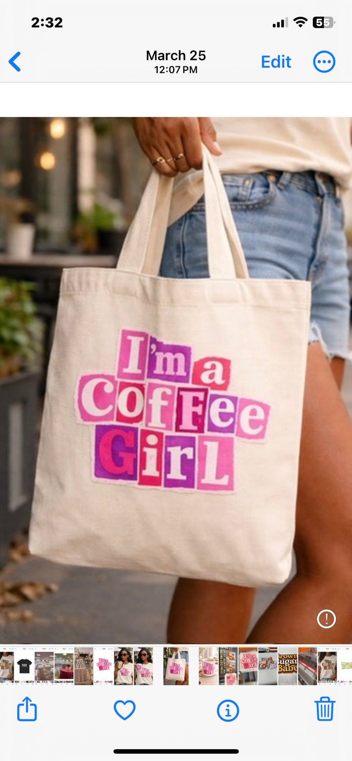 I'm a Coffee Girl tote bag lifestyle photo