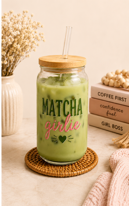 Matcha Girlie bamboo top glass lifestyle product image