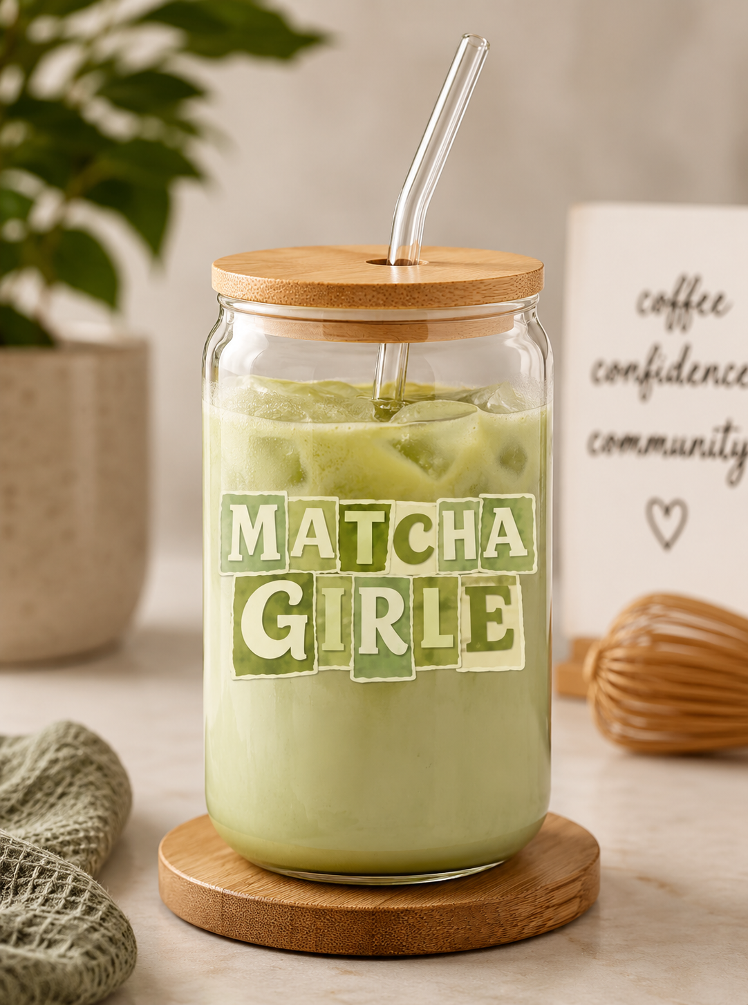 Matcha Girlie bamboo top glass product image