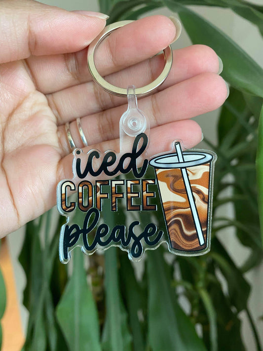 Ice Coffee Please Keychain